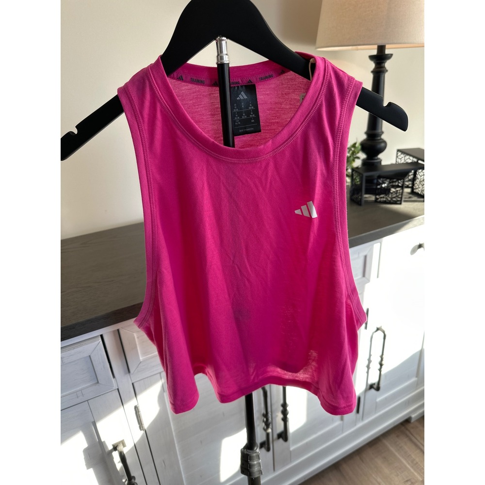 NEW Adidas WE Tank Semi Lucid Fuchsia Pink Training Crop Top Womens XL